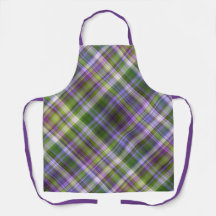 Iris Blossoms Purple and Green Plaid