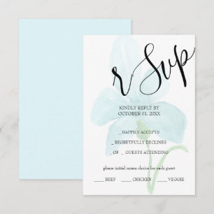 Iris Blue Floral Watercolor Hand-painted RSVP Card