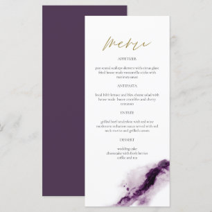IRIS Boho Plum Purple Gold Splash Menu Card