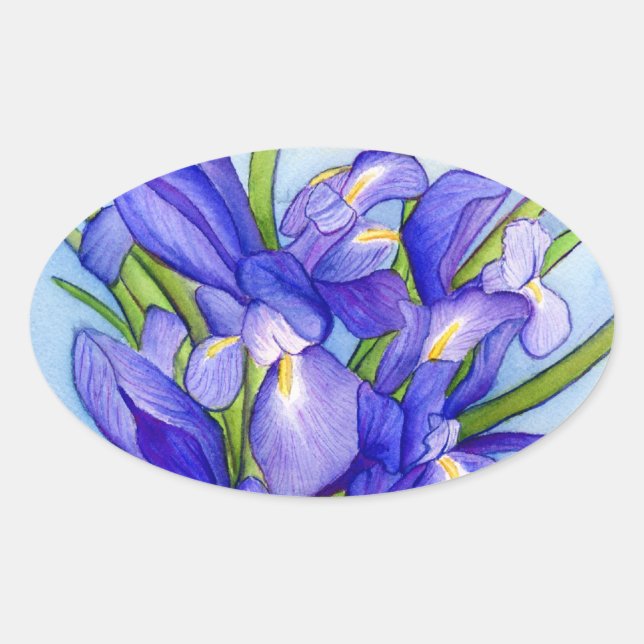 Iris Bouquet Flower Painting Sticker (Front)