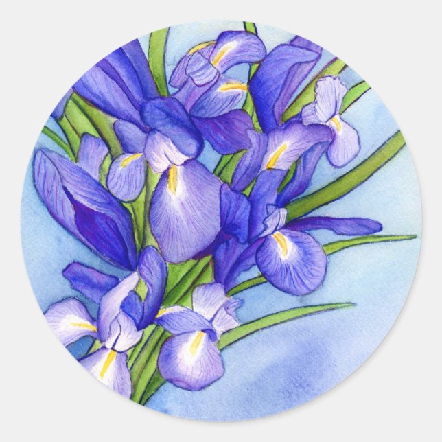 Iris Bouquet Flower Painting Sticker (Front)