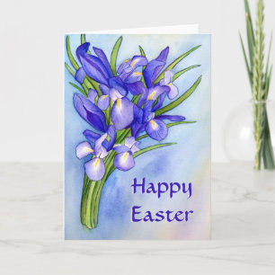 Iris Bouquet "Happy Easter" Greeting Card