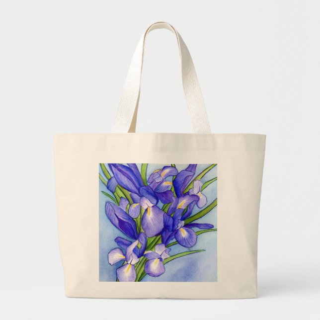 Iris Bouquet Sac fourre-tout de peinture à fleurs (Devant)