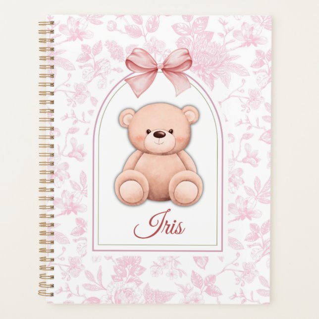 Iris | Custom Pink Teddy Bear Nursery Design  Planner (Front)
