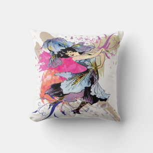 Iris Dancing Fairy Lady Vintage Abstract Art Throw Pillow