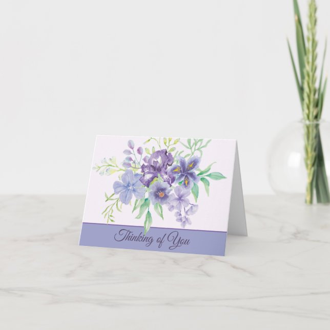 Iris d'aquarelle violet et bleu personnalisables (Devant)