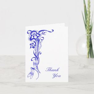 Iris & Dragonfly Thank You Royal Blue Note Card