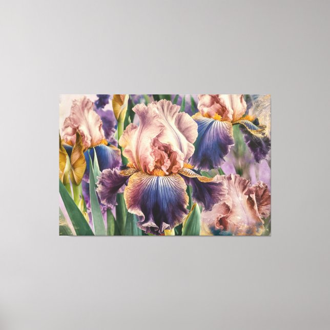 *~* IRIS Fantasy Floral TV2 Stretched Canvas Print (Front)