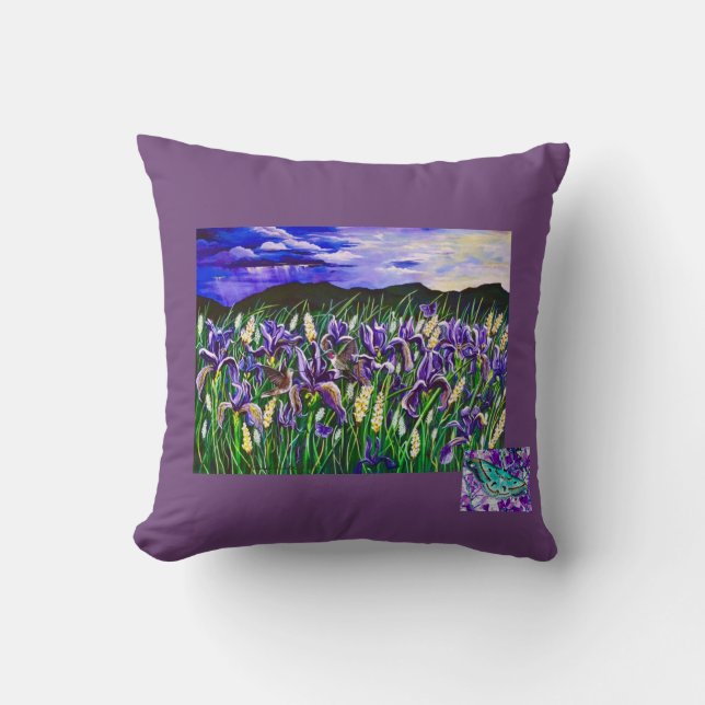 Iris Fields & Butterflies Pillow (Front)