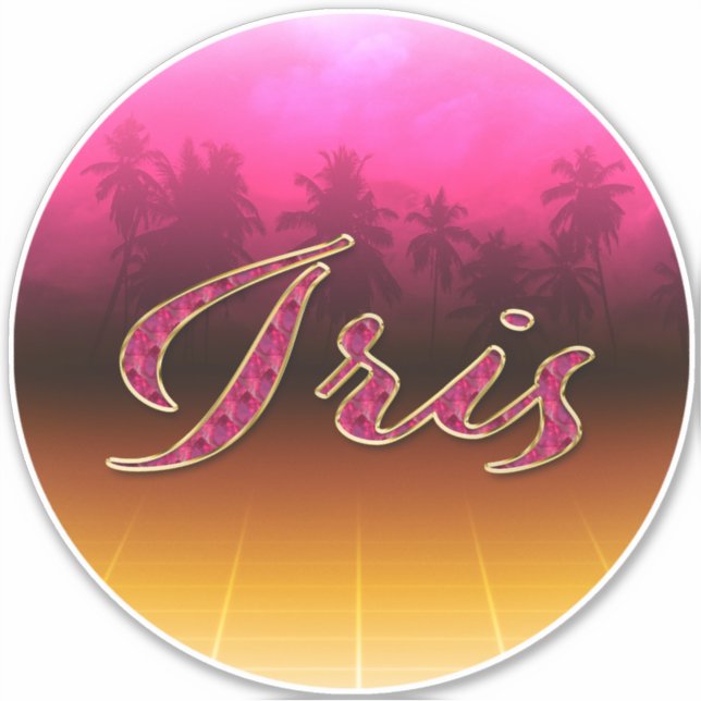 Iris First Name Golden pink Sticker (Front)
