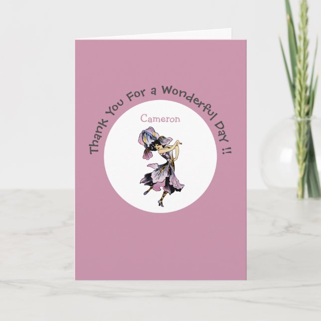 Iris - Fleur-de-Lis Whimsical Flower Party Supply Thank You Card (Front)