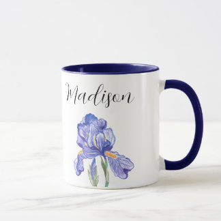 Iris fleur nom personnalisé tasse (style : Madison