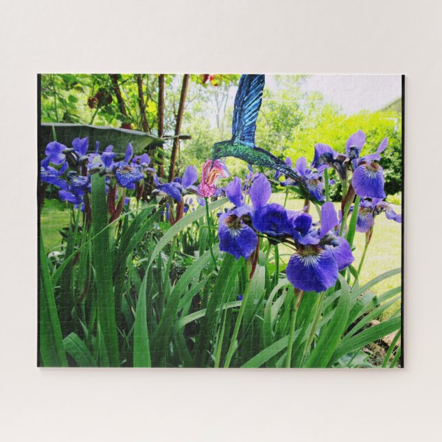 IRIS FLEURS ET HUMMINGBIRD puzzle (Horizontal)