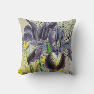 Iris Floral Fantasy 2.0 Neutral Throw Pillow