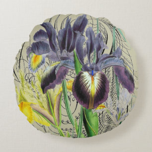 Iris Floral Fantasy 2.0 Round Neutral Pillow