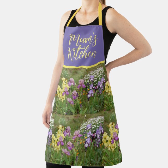 Iris Floral Purple Floral Garden Pattern Flowers Apron (Insitu)