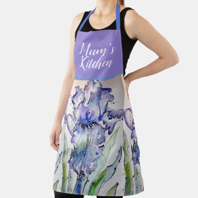Iris Floral Shabby Chic Purple Lavender Mom Apron (Insitu)