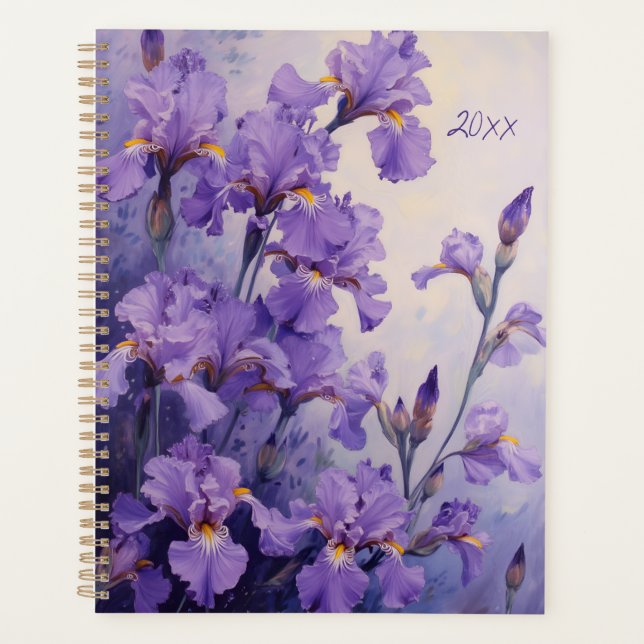 Iris Floral Spiral-Bound Planner Botanical Spring (Front)