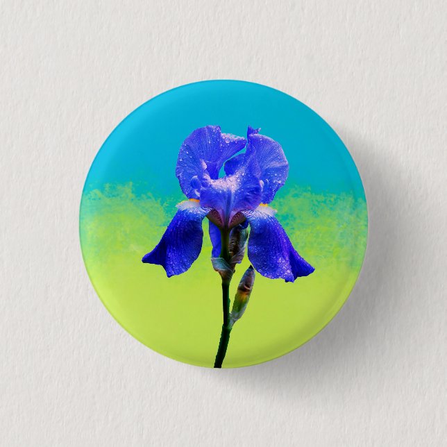 Iris flower  1 inch round button (Front)
