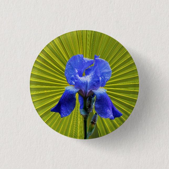 Iris flower 1 inch round button (Front)