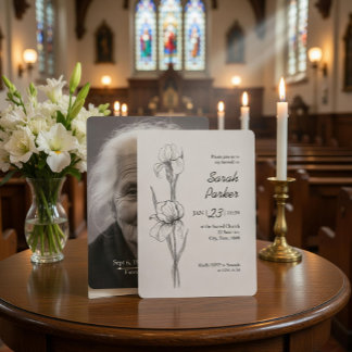 Iris Flower Celebration of Life Memorial Card
