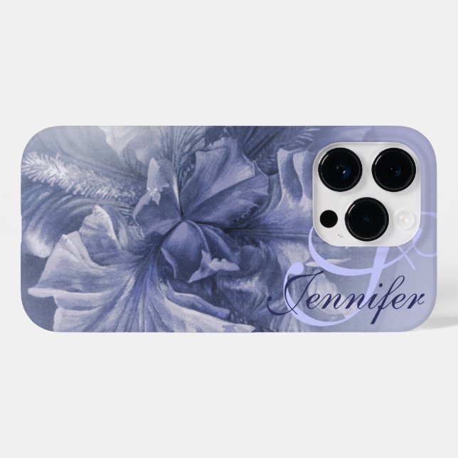 Iris flower close up floral grey blue art  Case-Mate iPhone case (Back (Horizontal))