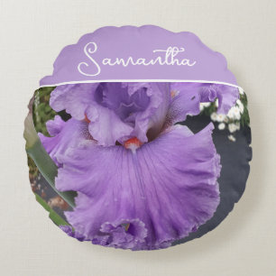 Iris Flower Flowers Purple Lavender Lilac Apron Round Pillow