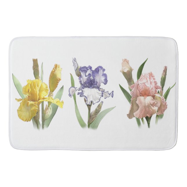 Iris Flower Garden Design Bath Mat (Front)