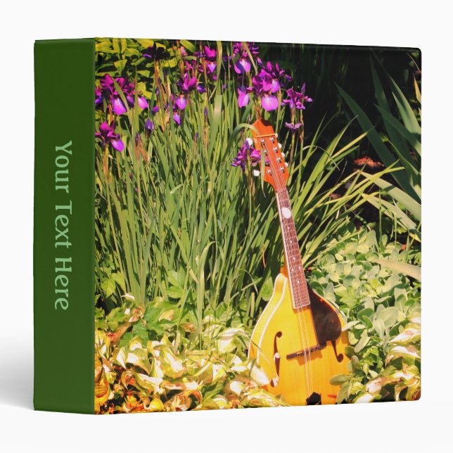 Iris Flower Garden Mandolin Nature Personalized Binder (Front/Spine)