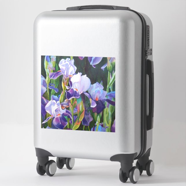 Iris Flower Garden Watercolor Vinyl Sticker (Suitcase)