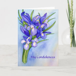 Iris Flower My Condolences Custom Greeting Card