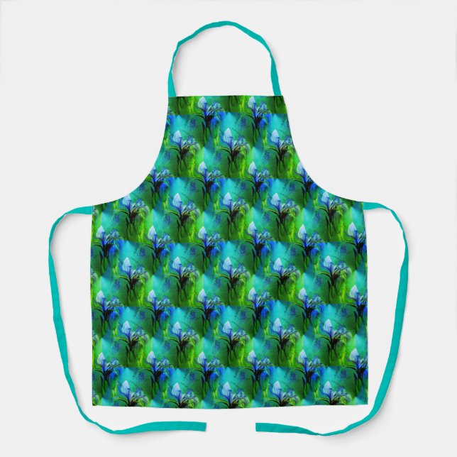 Iris Flower Nature Art Pattern  Apron (Front)