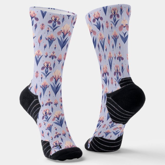 Iris Flower Pattern Socks (Angled)