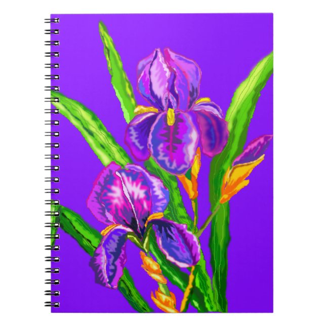 Iris Flower - Purple - Add Your Photo /Text / Name Notebook (Front)