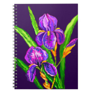 Iris Flower - Purple - Add Your Photo /Text /Name Notebook