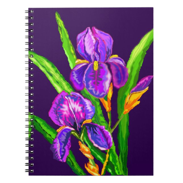 Iris Flower - Purple - Add Your Photo /Text /Name Notebook (Front)