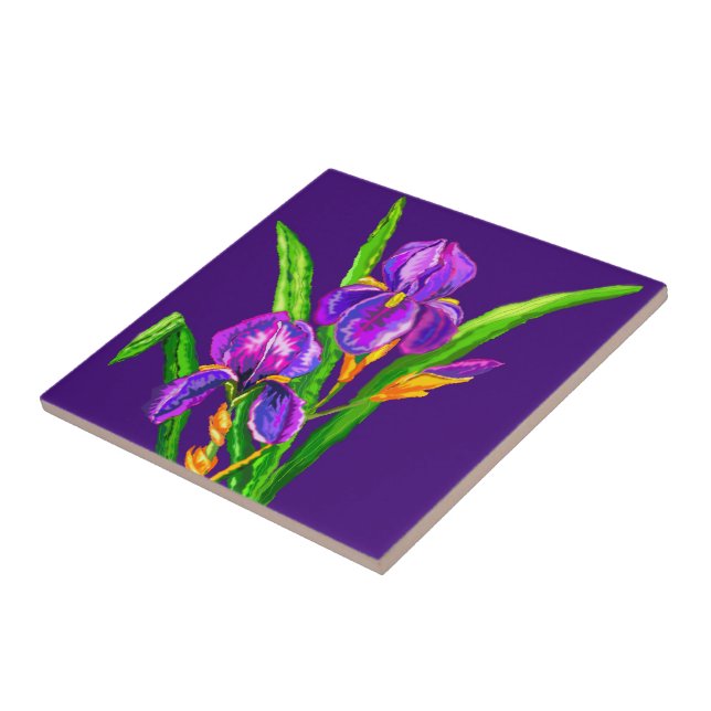 Iris Flower Purple Tile - Choose Colour (Side)