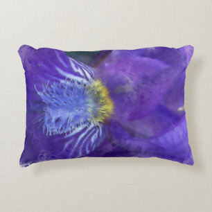 Iris Flower Purple Watercolor Accent Pillow
