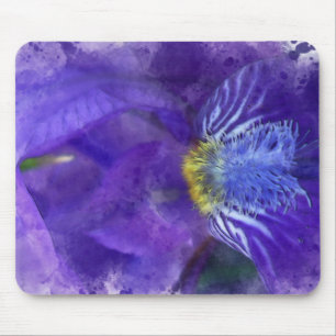 Iris Flower Purple Watercolor Mouse Pad