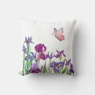 Iris flower throw pillow