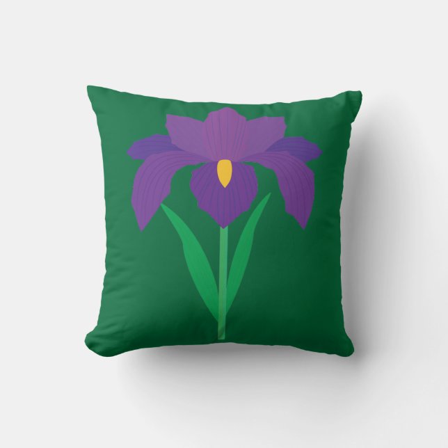 Iris Flower Throw Pillow (Front)