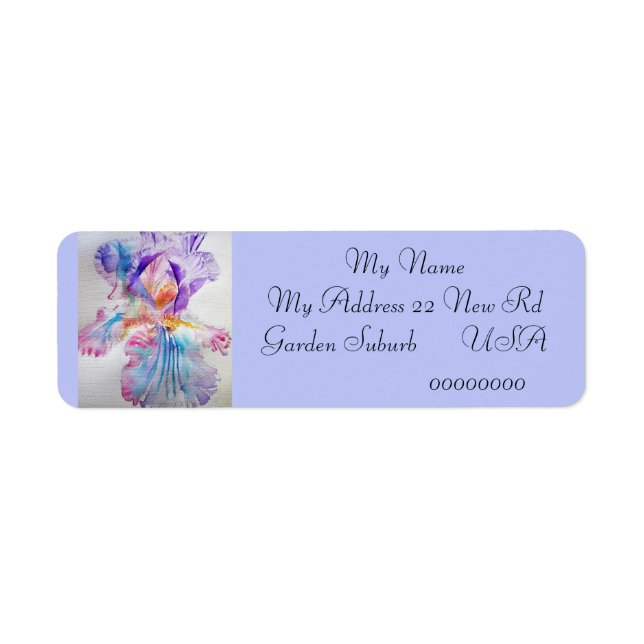 Iris Flower Watercolour Return Address Labels (Front)