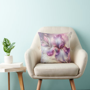Iris Flower With Gold Etch Throw Pillow