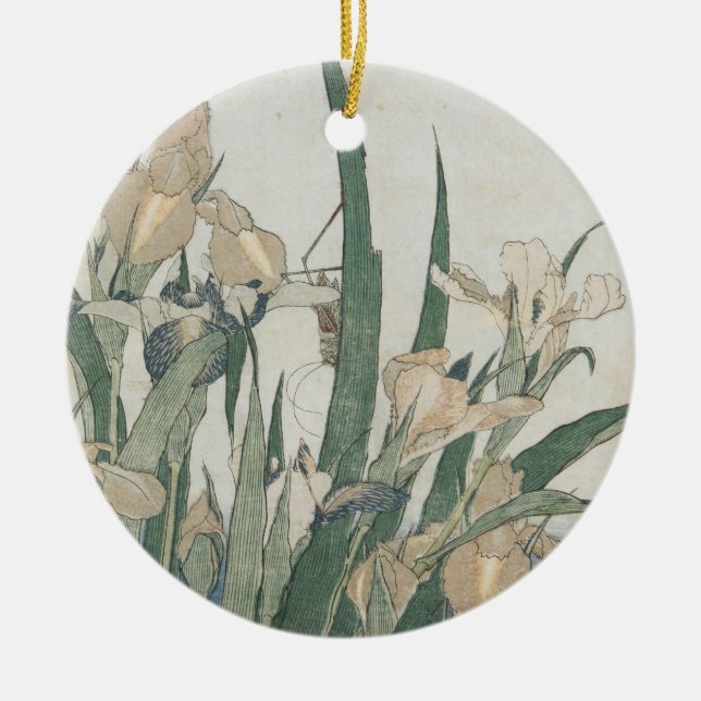 Iris Flowers and Grasshopper, c.1830-31 Ceramic Ornament (Front)