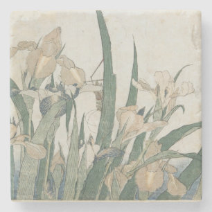 Iris Flowers and Grasshopper, c.1830-31 Stone Coaster