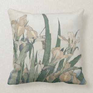 Iris Flowers and Grasshopper, c.1830-31 Throw Pillow