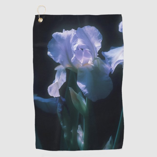 Iris Flowers at Twilight Beach Towel (Front)