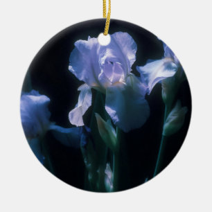 Iris Flowers at Twilight Ceramic Ornament