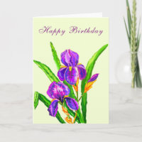 Iris Flowers Birthday Card
