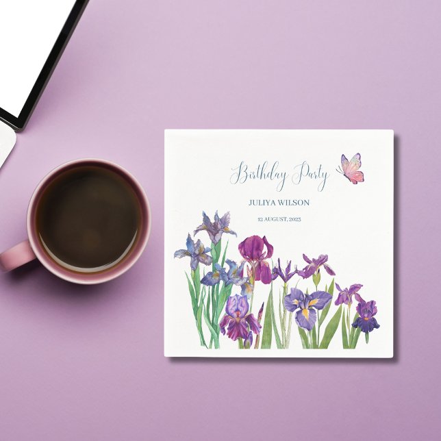 Iris flowers Birthday Party  Napkin (Creator Uploaded)